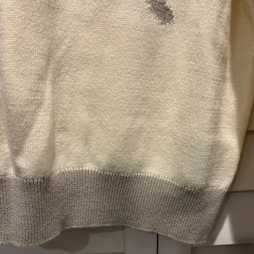 GAP Kids Cream and Gray Metallic Sweater with Dog Design